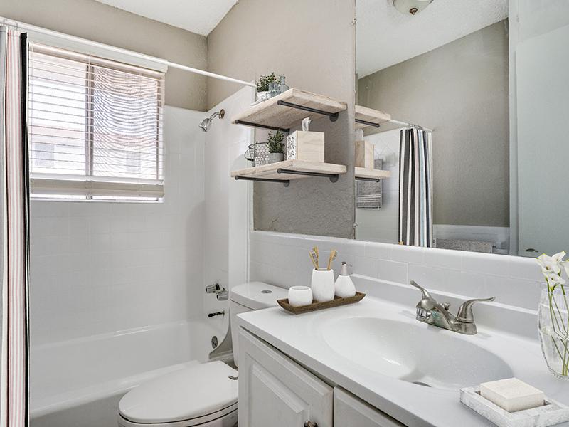 Bathroom with Tub | Luna Blanca Apartments in Dallas, TX