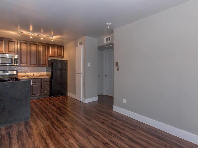Kitchen and Living Room | Buena Vista Apartments in Fort Worth, TX