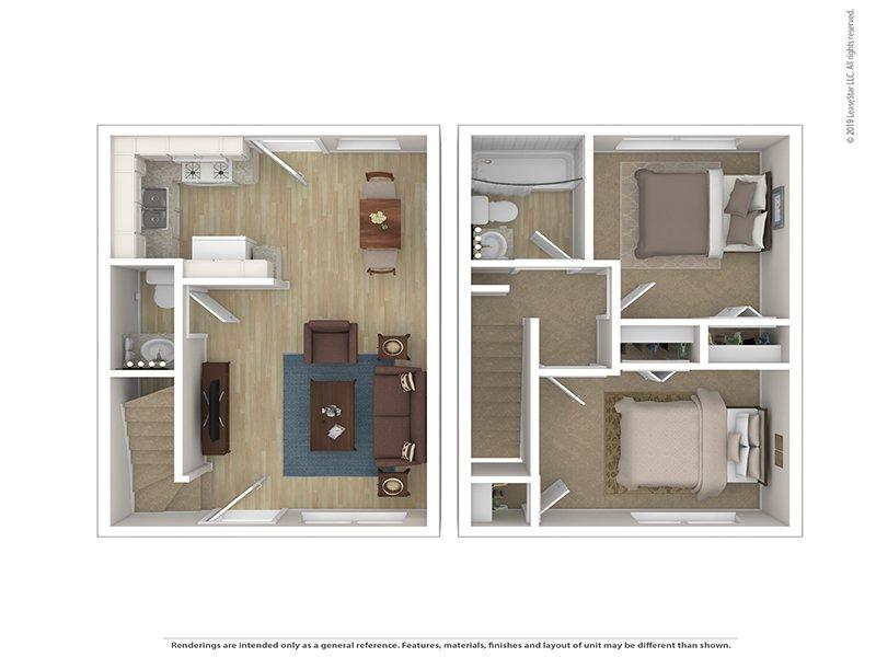 Sugar Pine Townhomes Apartments Floor Plan 2 Bedroom Townhome