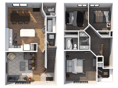 3 Bedroom floor plan at Oakwood in Roy, UT
