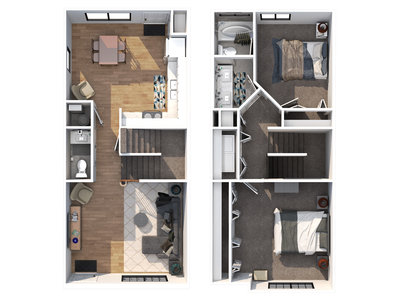 2 Bedroom floor plan at Oakwood in Roy, UT