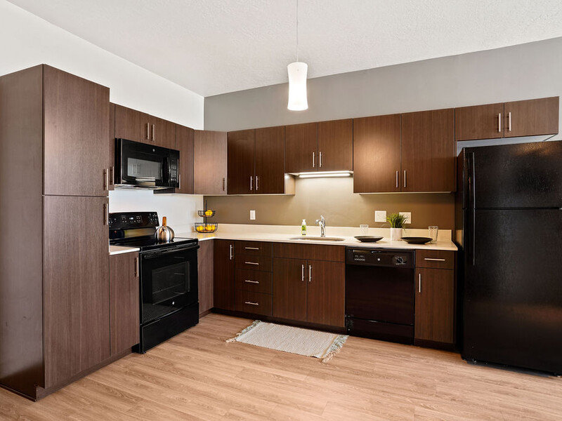 Kitchen with Black Appliances | Paxton 365 Apartments