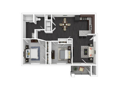 2 Bedroom 2 Bathroom ADA floor plan at Remington Apartments in Helena, MT