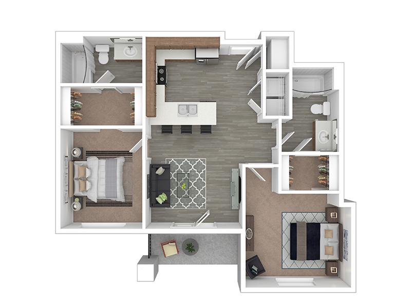 2x2 Type C floor plan at Ridgeline Apartments