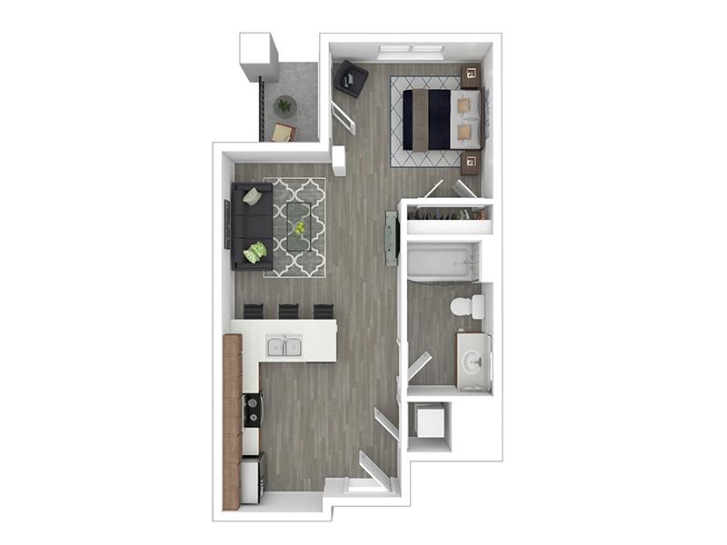 Studio floor plan at Ridgeline Apartments