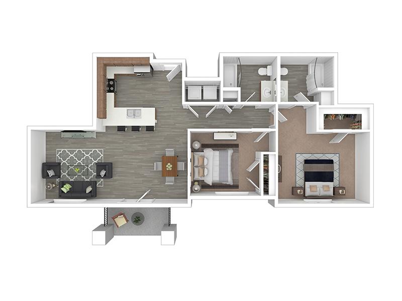 2x2 Type B floor plan at Ridgeline Apartments