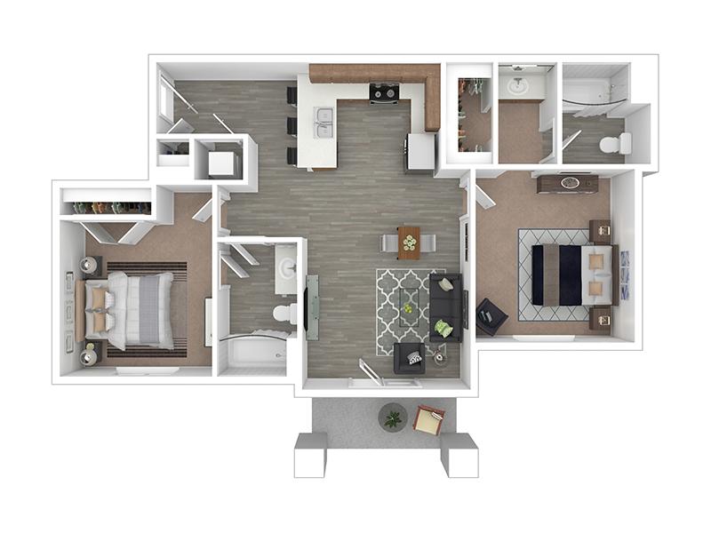 2x2 Type D floor plan at Ridgeline Apartments