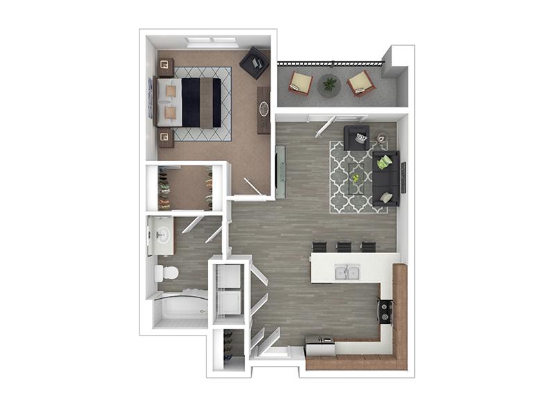 1x1 floor plan at Ridgeline Apartments