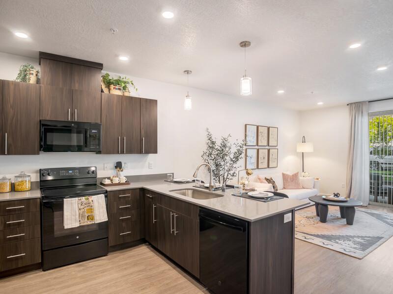 Kitchen and Front Room | Senior Living on Washington | Apartments in Ogden, UT