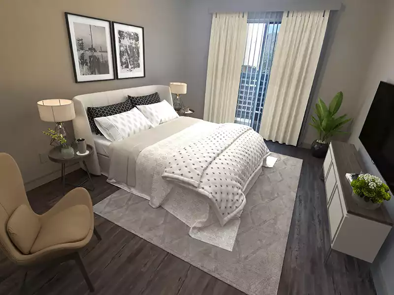 Bedroom - Staged | SkyVue Station Apartments in San Antonio, TX