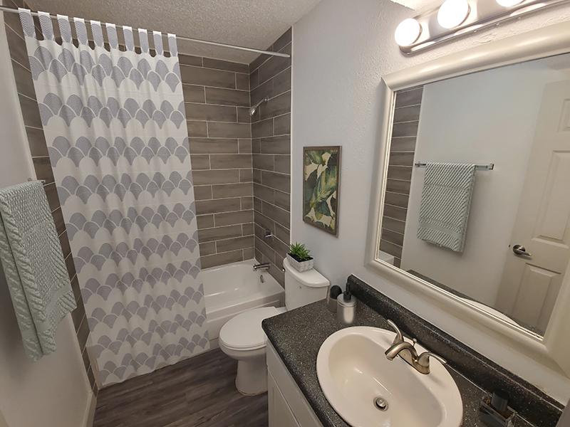 Bathroom - Staged | SkyVue Station Apartments in San Antonio, TX