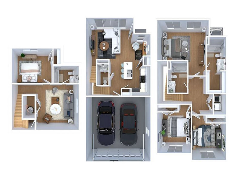 Slatewood Townhomes Apartments Floor Plan 4 Bedroom 2.5 Bath