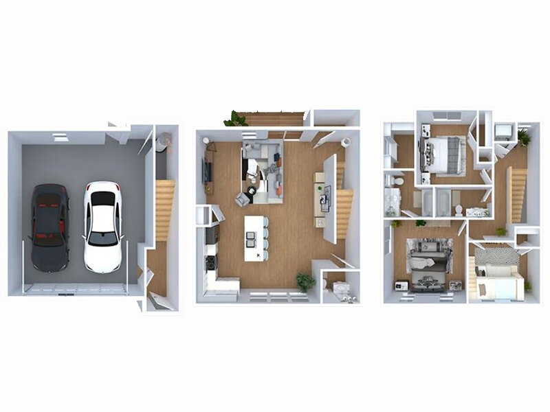 Slatewood Townhomes Floor Plan 3 Bedroom 2.5 Bath A