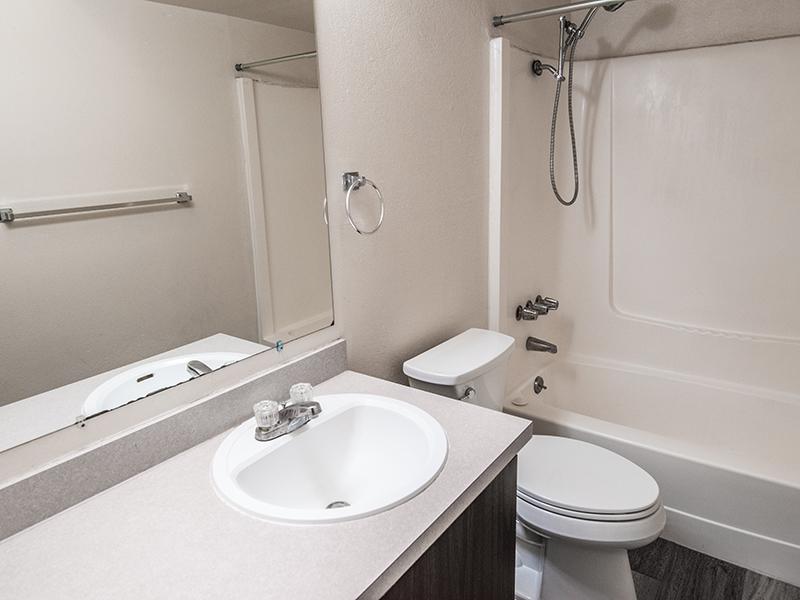 Bathroom with Tub | The Grove Apartments in Pocatello, ID