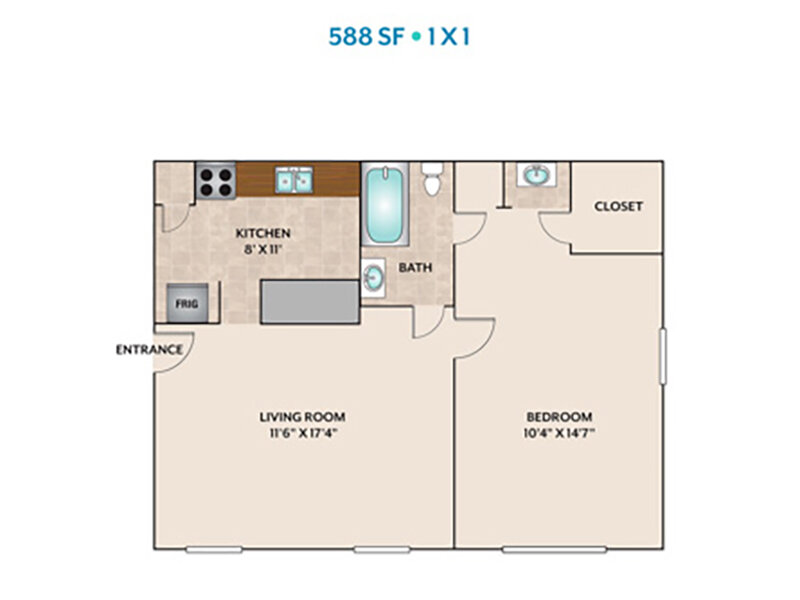 Timber Pointe Apartments Floor Plan 1x1