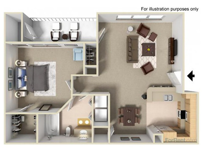 The Preserve Apartments Floor Plan 1x1