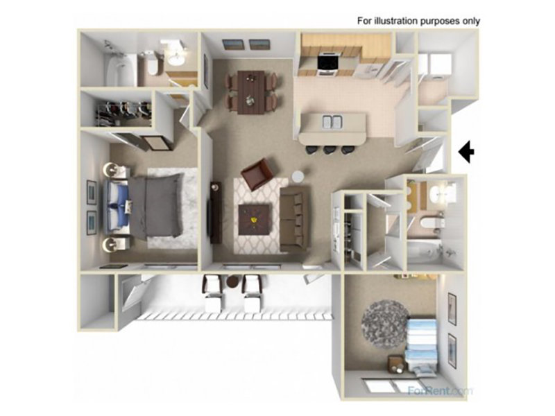 The Preserve Apartments Floor Plan 2x2