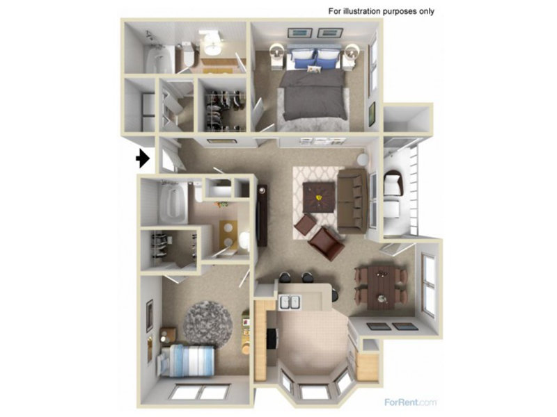 The Preserve Apartments Floor Plan 2x2 L