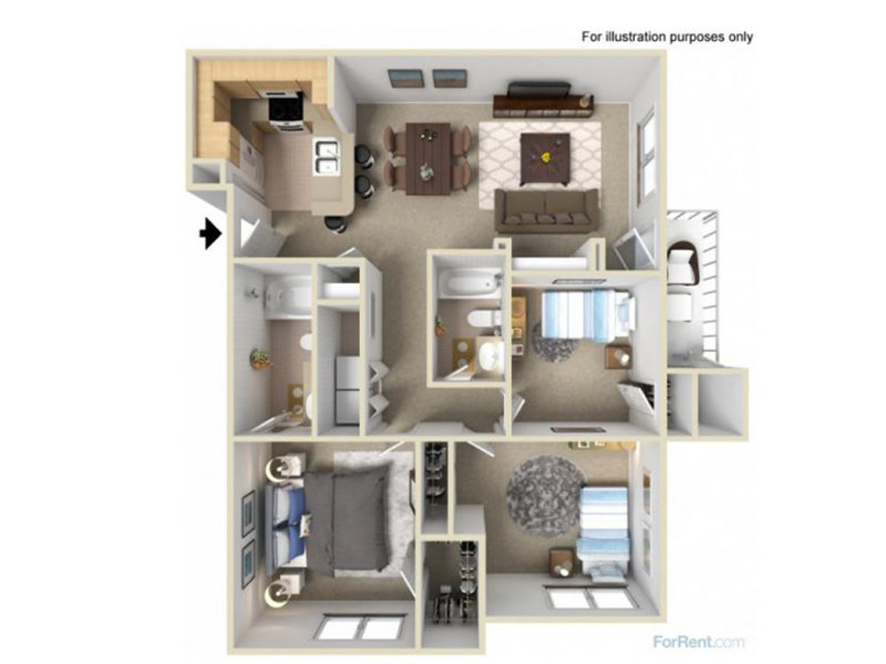 The Preserve Apartments Floor Plan 3x2