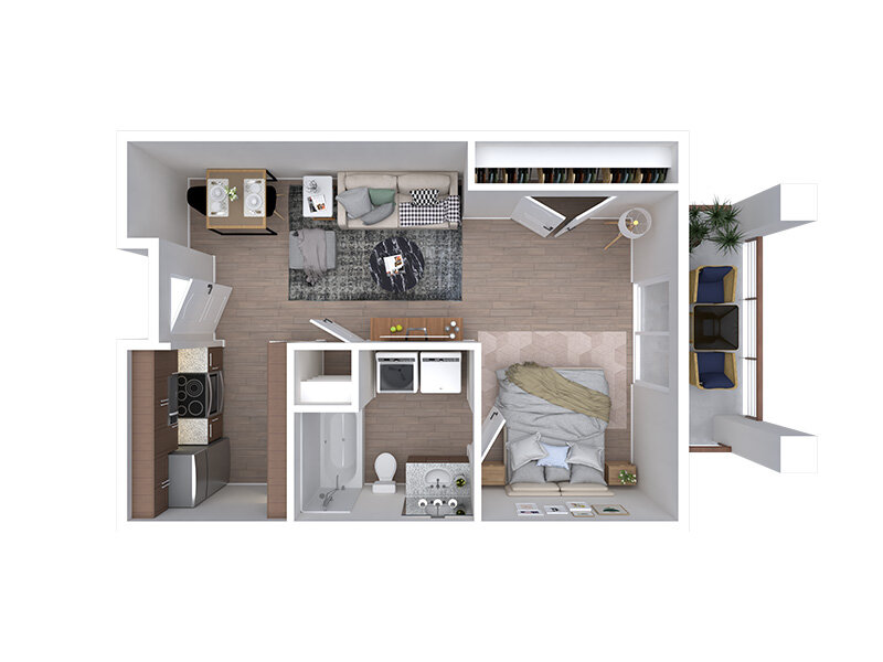 Our Studio A2 is a 1 Bedroom, 1 Bathroom Apartment
