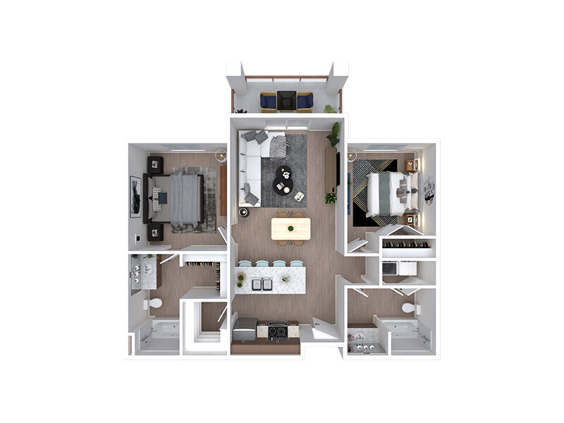Our Two Bedroom E is a 2 Bedroom, 2 Bathroom Apartment