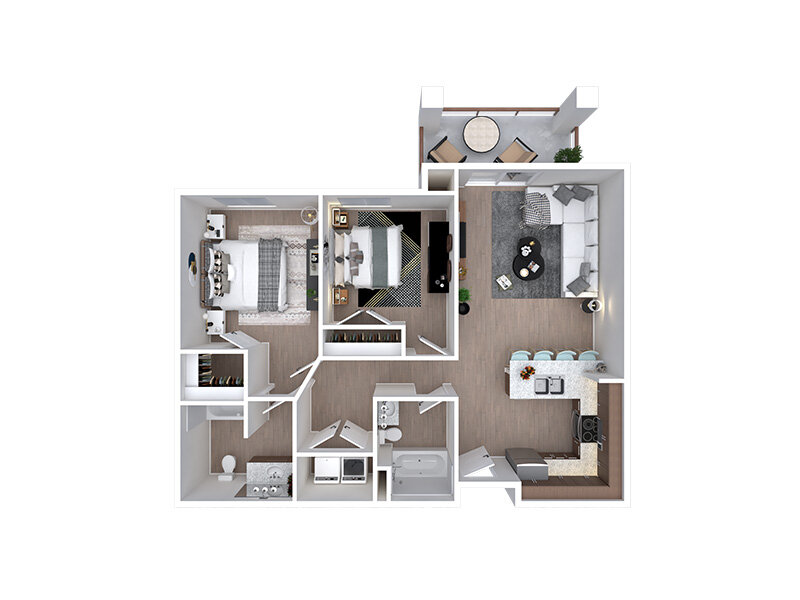 Our Two Bedroom F is a 2 Bedroom, 2 Bathroom Apartment
