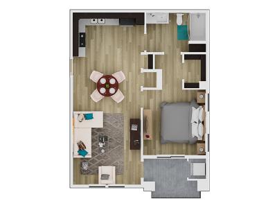 A1: 1 Bedroom 1 Bath floor plan at Vela in Santee, CA