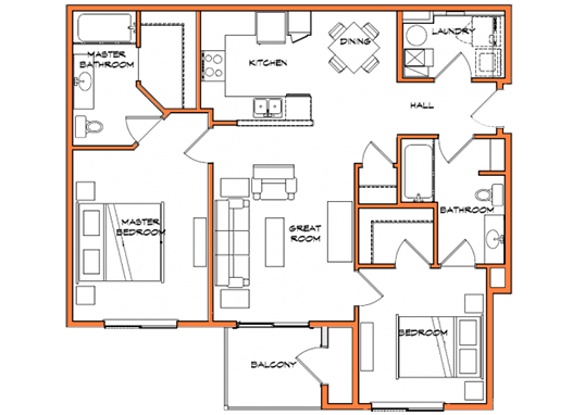 Floorplan for The Villas at Riverside Apartments