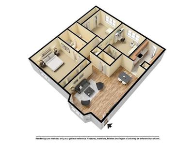 3 Bedroom 2 Bathroom floor plan at The Wellington in Amarillo, TX