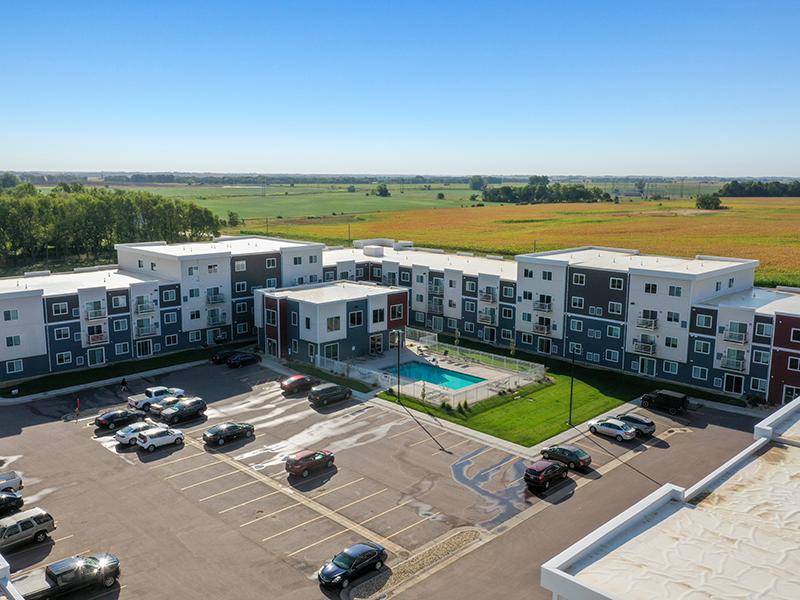 Aerial View of Pool | Whisper Ridge Apartments in Sioux Falls, SD