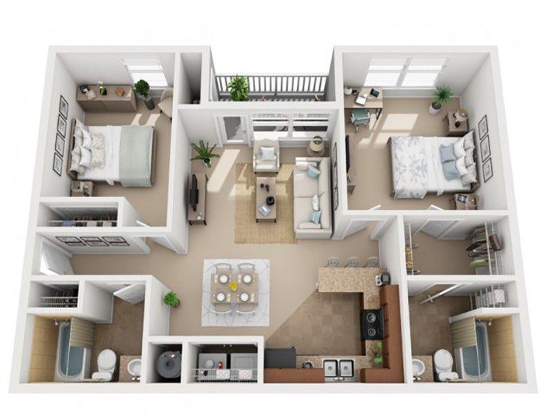Woodside Apartments Floor Plan 2x2