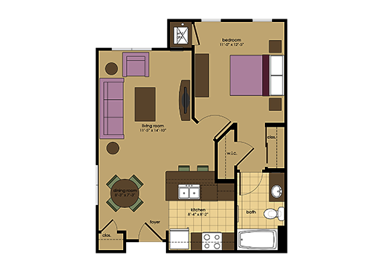 Floorplan for Waverly Terrace Senior Apartments
