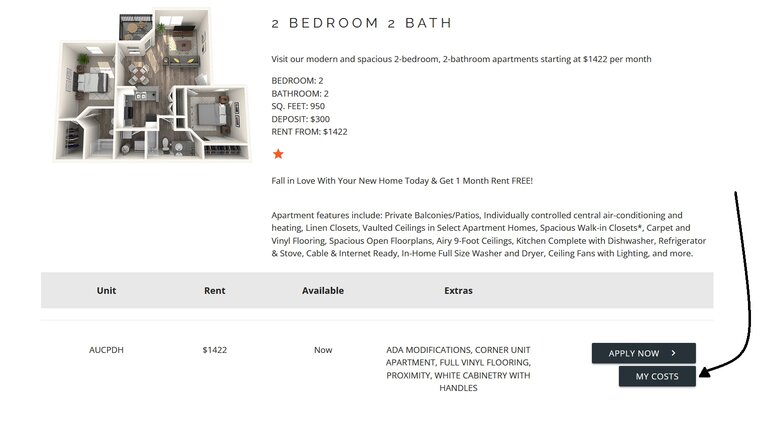 Arrow showing 'Break Down My Costs' button